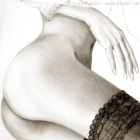 disegno matita sedere nudo di donna sdraiata