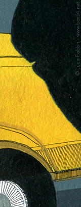 disegno acrilico uomo taxi dettaglio