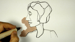 video time lapse disegno al tratto su carta volto di donna di profilo - canale youtube rapidisegni
