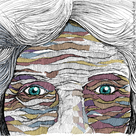 illustrazione volto di donna con rughe e occhi chiari