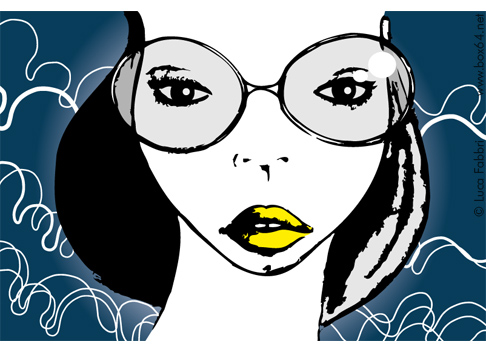 disegno vettoriale volto donna occhiali
