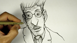 video time lapse disegno al tratto su carta volto di uomo con occhiali - canale youtube rapidisegni