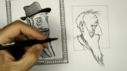 video time lapse disegno al tratto su carta uomini in cornice - canale youtube rapidisegni